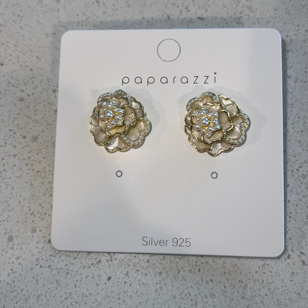 Chanel style Camellia earrings